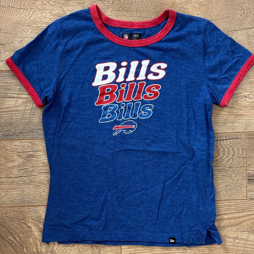 NFL Team Buffalo Bills Short Sleeve Glitter Tee Girls Size 14/16